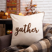 Load image into Gallery viewer, 24"L*24"W Velvet Pillow Cover With “gather” Word