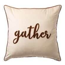 Load image into Gallery viewer, 24"L*24"W Velvet Pillow Cover With “gather” Word