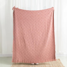 Load image into Gallery viewer, Coral Pink Grid Cotton Woven Throw