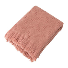 Load image into Gallery viewer, Coral Pink Grid Cotton Woven Throw