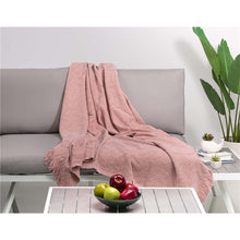 Load image into Gallery viewer, Coral Pink Grid Cotton Woven Throw