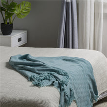 Load image into Gallery viewer, Olive Green Checked Cotton Woven Throw