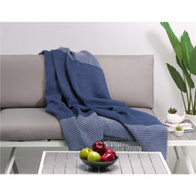 Load image into Gallery viewer, Indigo Acrylic Woven Throw