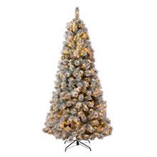 Load image into Gallery viewer, 7.5ft Pre-Lit Snow Flocked Artificial Spruce Christmas Tree With 650 Warm White Lights