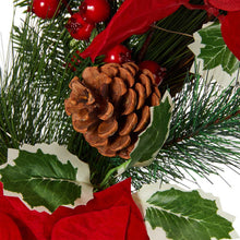 Load image into Gallery viewer, 24"D Poinsettia Pinecone Wreath With Lights