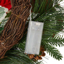 Load image into Gallery viewer, 24"D Poinsettia Pinecone Wreath With Lights