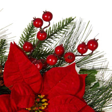 Load image into Gallery viewer, 24"D Poinsettia Pinecone Wreath With Lights