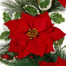 Load image into Gallery viewer, 24"D Poinsettia Pinecone Wreath With Lights