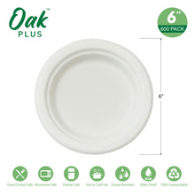Load image into Gallery viewer, 6 inch White Compostable & Disposable Sugarcane Plates, 600 Pack