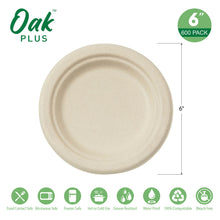 Load image into Gallery viewer, 6 inch Natural Compostable & Disposable Sugarcane Plates, 600 Pack