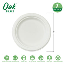Load image into Gallery viewer, 7 inch White Compostable & Disposable Sugarcane Plates, 600 Pack