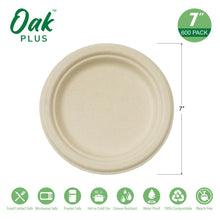 Load image into Gallery viewer, 7 inch Natural Compostable & Disposable Sugarcane Plates, 600 Pack