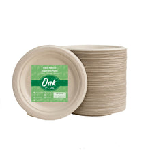 Load image into Gallery viewer, 7 inch Natural Compostable & Disposable Sugarcane Plates, 600 Pack