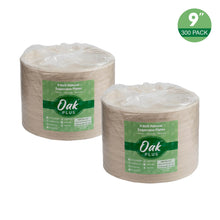 Load image into Gallery viewer, 9 inch Natural Compostable & Disposable Sugarcane Plates, 300 Pack