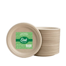 Load image into Gallery viewer, 9 inch Natural Compostable & Disposable Sugarcane Plates, 300 Pack
