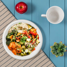 Load image into Gallery viewer, 10 inch White Compostable & Disposable Sugarcane Plates, 300 Pack