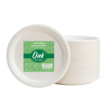 Load image into Gallery viewer, 10 inch White Compostable & Disposable Sugarcane Plates, 300 Pack