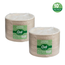 Load image into Gallery viewer, 10 inch Natural Compostable & Disposable Sugarcane Plates, 300 Pack