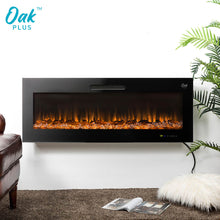 Load image into Gallery viewer, 50"L Wall Mounted or Recessed Electric Fireplace With 9 Color Flames, Faux Log & Crystal Decorated