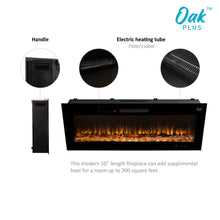 Load image into Gallery viewer, 50"L Wall Mounted or Recessed Electric Fireplace With 9 Color Flames, Faux Log & Crystal Decorated