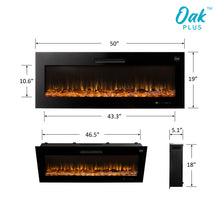 Load image into Gallery viewer, 50"L Wall Mounted or Recessed Electric Fireplace With 9 Color Flames, Faux Log & Crystal Decorated