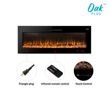 Load image into Gallery viewer, 50"L Wall Mounted or Recessed Electric Fireplace With 9 Color Flames, Faux Log & Crystal Decorated