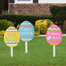 Load image into Gallery viewer, 15"H Wooden Easter Egg Yard Stake, Set of 3
