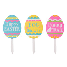 Load image into Gallery viewer, 15"H Wooden Easter Egg Yard Stake, Set of 3