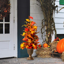 Load image into Gallery viewer, 36"H Fall Lighted Maple Leaves Urn Potted Porch Tree with 20 Warm White Lights
