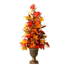 Load image into Gallery viewer, 36"H Fall Lighted Maple Leaves Urn Potted Porch Tree with 20 Warm White Lights