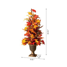 Load image into Gallery viewer, 36"H Fall Lighted Maple Leaves Urn Potted Porch Tree with 20 Warm White Lights