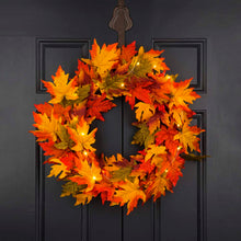 Load image into Gallery viewer, 24"D Fall Lighted Maple Leaves Wreath