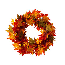 Load image into Gallery viewer, 24"D Fall Lighted Maple Leaves Wreath