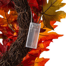 Load image into Gallery viewer, 24"D Fall Lighted Maple Leaves Wreath