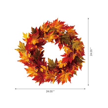 Load image into Gallery viewer, 24"D Fall Lighted Maple Leaves Wreath