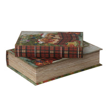Load image into Gallery viewer, Decorative Vintage Dog Print Book Shaped Christmas Storage Book Box, Set of 2