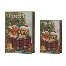 Load image into Gallery viewer, Decorative Vintage Dog Print Book Shaped Christmas Storage Book Box, Set of 2