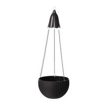 Load image into Gallery viewer, 30"H Solar Lighted Black Plastic Hanging Planter
