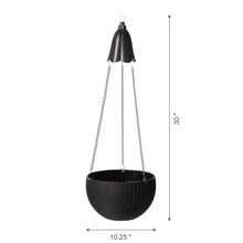 Load image into Gallery viewer, 30"H Solar Lighted Black Plastic Hanging Planter