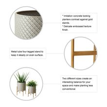 Load image into Gallery viewer, Concrete Patterned Metal Pot Planter Stand, Set of 2