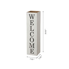 Load image into Gallery viewer, 30"H Double Sided Washed White Wooden Box-shaped "WELCOME, HOME" Porch Sign