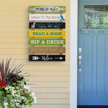 Load image into Gallery viewer, 36.25"H Oversized Rustic Wooden Slats Porch Rules Sign Wall Sign