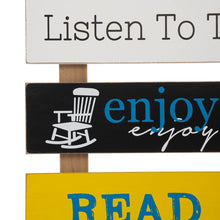 Load image into Gallery viewer, 36.25"H Oversized Rustic Wooden Slats Porch Rules Sign Wall Sign