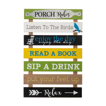 Load image into Gallery viewer, 36.25"H Oversized Rustic Wooden Slats Porch Rules Sign Wall Sign