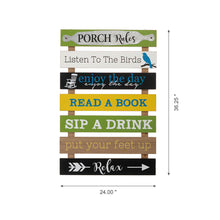 Load image into Gallery viewer, 36.25"H Oversized Rustic Wooden Slats Porch Rules Sign Wall Sign