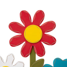 Load image into Gallery viewer, 35.75"H Wooden Trio Flowers and Fence Welcome Porch Décor