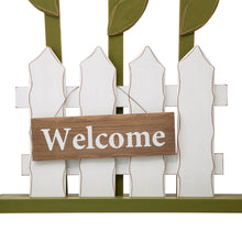 Load image into Gallery viewer, 35.75"H Wooden Trio Flowers and Fence Welcome Porch Décor