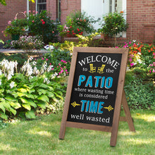 Load image into Gallery viewer, 29.75"H "Welcome to the Patio" Wood Framed Easel Porch Sign