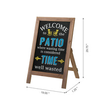 Load image into Gallery viewer, 29.75"H "Welcome to the Patio" Wood Framed Easel Porch Sign