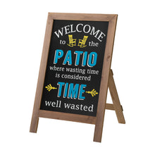 Load image into Gallery viewer, 29.75"H "Welcome to the Patio" Wood Framed Easel Porch Sign